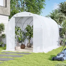13 x 6 ft Outdoor Walk In Greenhouse Garden Plants Grow House with Sturdy Steel Frame and UV-Protected PE Cover