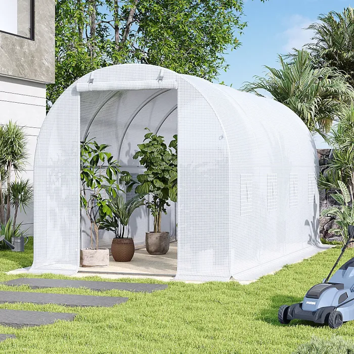 13 x 6 ft Outdoor Walk In Greenhouse Garden Plants Grow House with Sturdy Steel Frame and UV-Protected PE Cover
