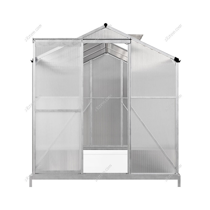 Aluminium Hobby Greenhouse with Base and Window Opening Rustproof Polycarbonate Garden Plants Grow House Large Walk-In Green House