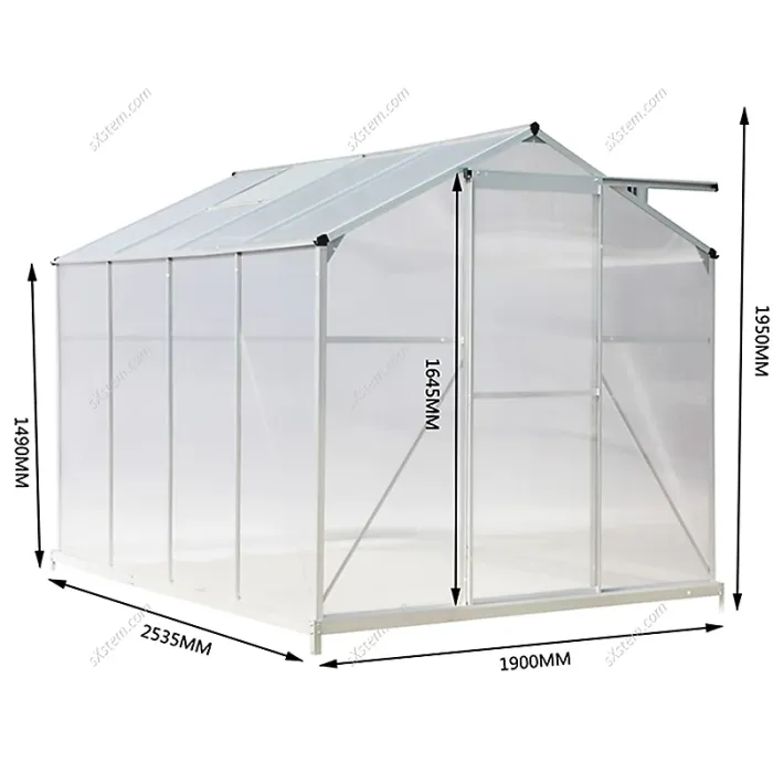 Aluminium Hobby Greenhouse with Base and Window Opening Rustproof Polycarbonate Garden Plants Grow House Large Walk-In Green House