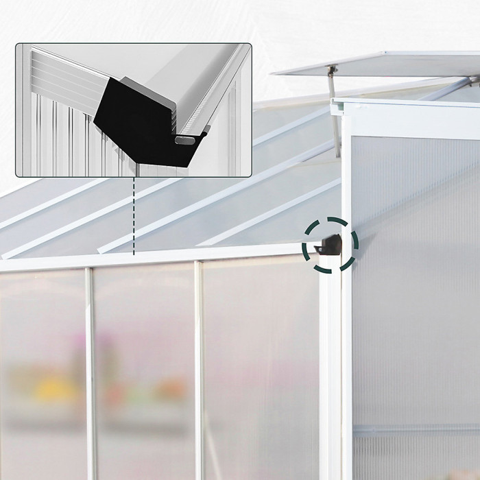 6x6 ft Garden Plants Grow House with Aluminium Frame Large Walk-In Green House with Base and Window