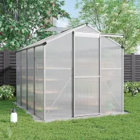 8x6 ft Garden Plants Grow House with Aluminium Frame Large Walk-In Green House with Door and Window