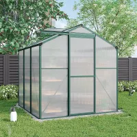 6x6 ft Garden Plants Grow House with Aluminium Frame Large Walk-In Green House with Door and Window