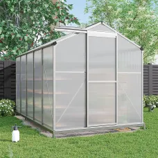 10x6ft Garden Plants Grow House with Aluminium Frame Large Walk-In Green House with Door and Window