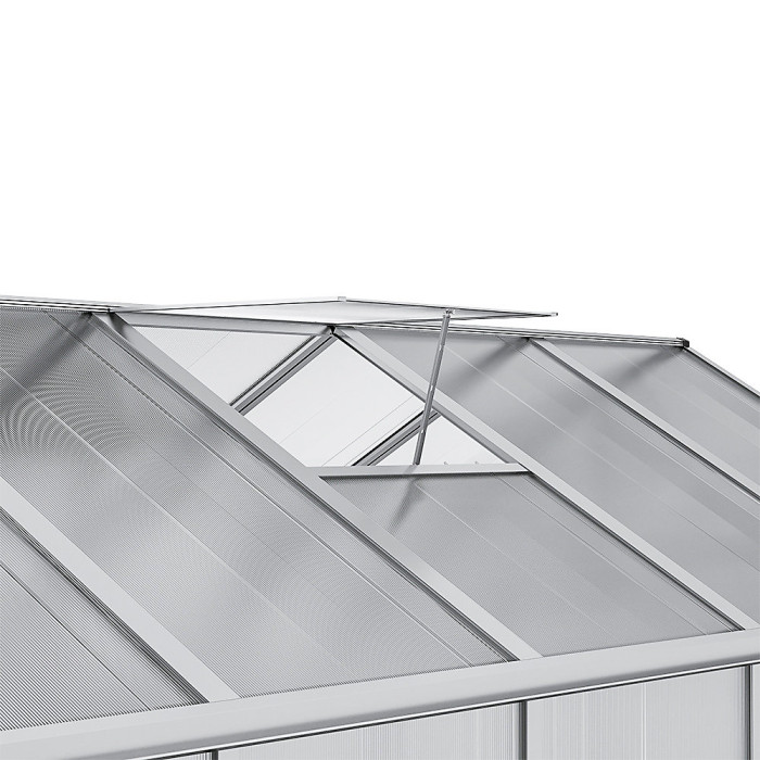 10x6 ft Outdoor Polycarbonate Walk in Greenhouse with Ventilated Window, Sliver