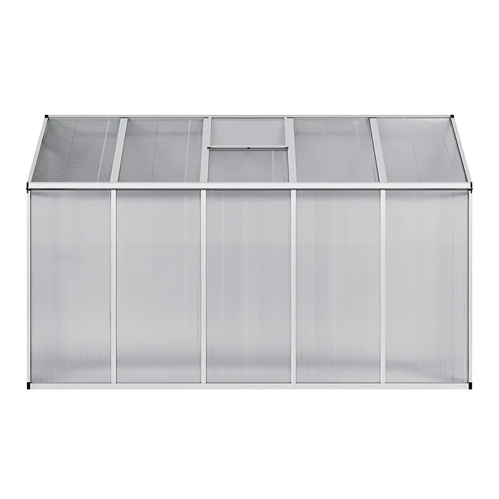10x6 ft Outdoor Polycarbonate Walk in Greenhouse with Ventilated Window, Sliver