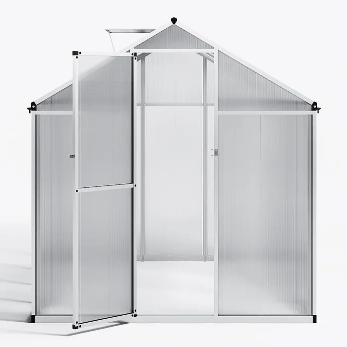 8x6 ft Outdoor Garden Polycarbonate Walk In Greenhouse with Ventilated Window