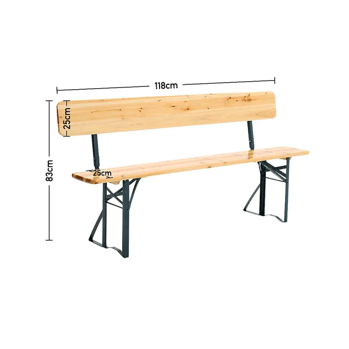 Set of 3 Outdoor Chair and Foldable Table Benches Set Garden Bistro Set Dining Room Set Brown