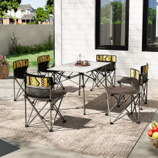 7-Piece Foldable Outdoor Garden Bistro Set Dining Room Set Camping Picnic Set with Portable Bag