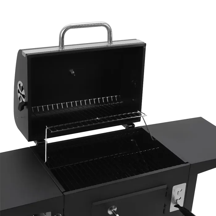 Outdoor Charcoal Black Portable BBQ Grill Garden Camping Charcoal Grill with Side Tables 96.5cm H