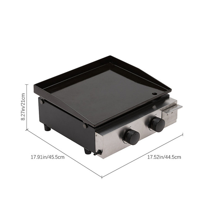 Black Outdoor 17-Inch Portable Stainless Steel Gas Garden Griddle BBQ Grill 44.5cm W