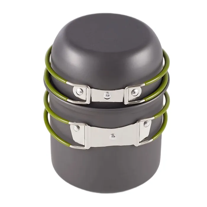 Grey Portable Camping Cookware Set Outdoor Picnic Cooking Kit with Storage Bag