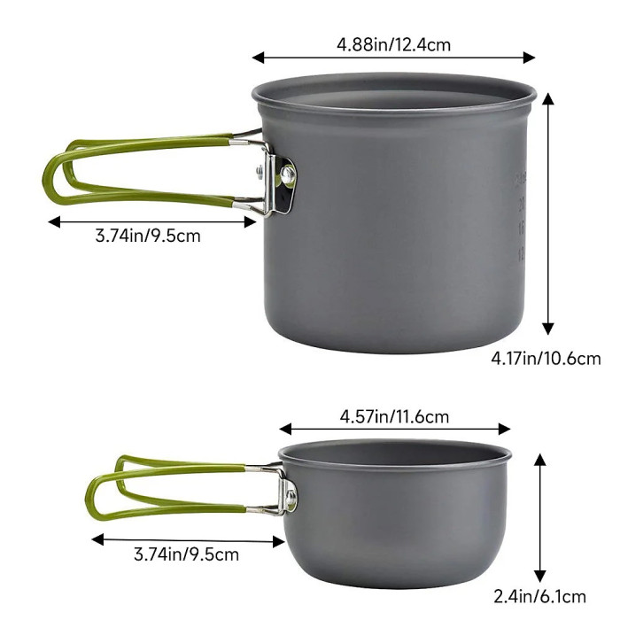 Grey Portable Camping Cookware Set Outdoor Picnic Cooking Kit with Storage Bag