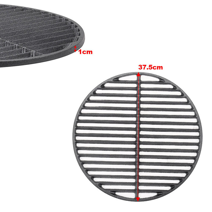 Round Cast Iron Dual-Side Grilling Grate Dia 37.5cm