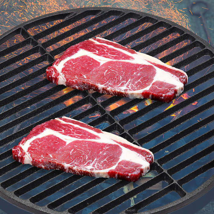 Circular Cast Iron Grilling Grate Dual Side Grid for Outdoor BBQ Dia 37.5cm