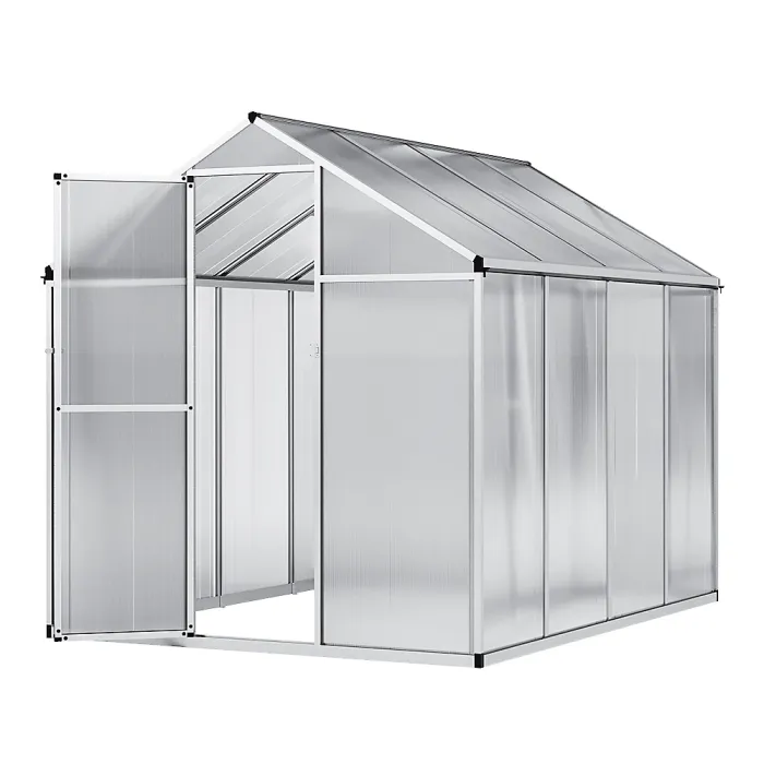 8x6ft Sliver Walk in Greenhouse Polycarbonate Greenhouse with Window