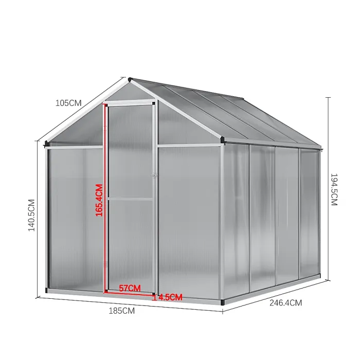 8x6ft Sliver Walk in Greenhouse Polycarbonate Greenhouse with Window