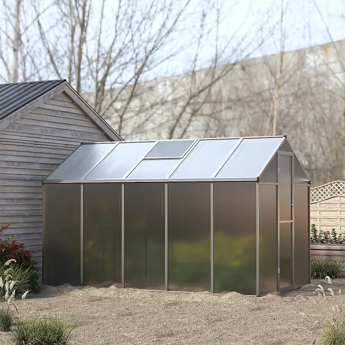 10x6ft Sliver Walk in Greenhouse Polycarbonate Greenhouse with Window