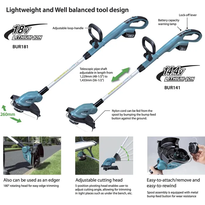 Makita DUR181RF LXT 18v Lithium Ion Cordless Grass Line Trimmer Strimmer + Batt