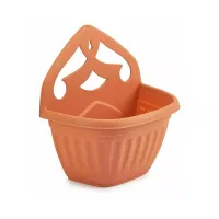 32 cm Wall-Mounted Plastic Garden Fence Planter Basket for Flower Pots, Plants, and Decorative Container Gardening Terracotta