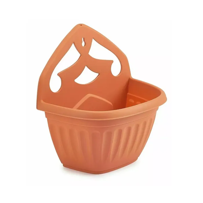 32 cm Wall-Mounted Plastic Garden Fence Planter Basket for Flower Pots, Plants, and Decorative Container Gardening Terracotta