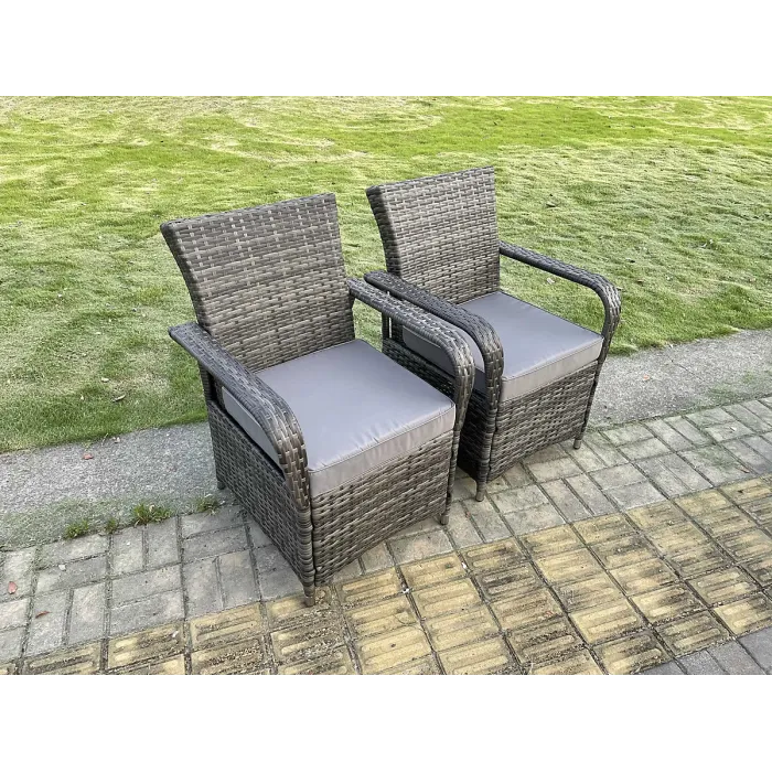 Fimous Rattan Garden Furniture Dining Table And Chairs Set PE Wicker Patio 6 Chairs Plus Black Tempered Glass Rectangular Table