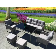 Rattan garden cube dining set Wicker Conservatory Outdoor Garden Furniture Set Paris Grey