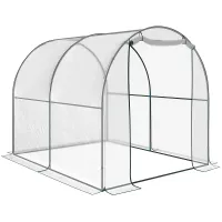 Chilli Walk-in Polytunnel Greenhouse with Roll-up Door Transparent Tunnel Greenhouse with Steel Frame and PVC Cover, 2.5 x 2m