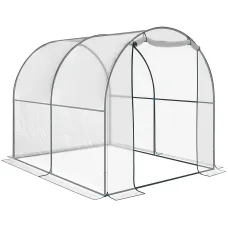 Chilli Walk-in Polytunnel Greenhouse with Roll-up Door Transparent Tunnel Greenhouse with Steel Frame and PVC Cover, 2.5 x 2m