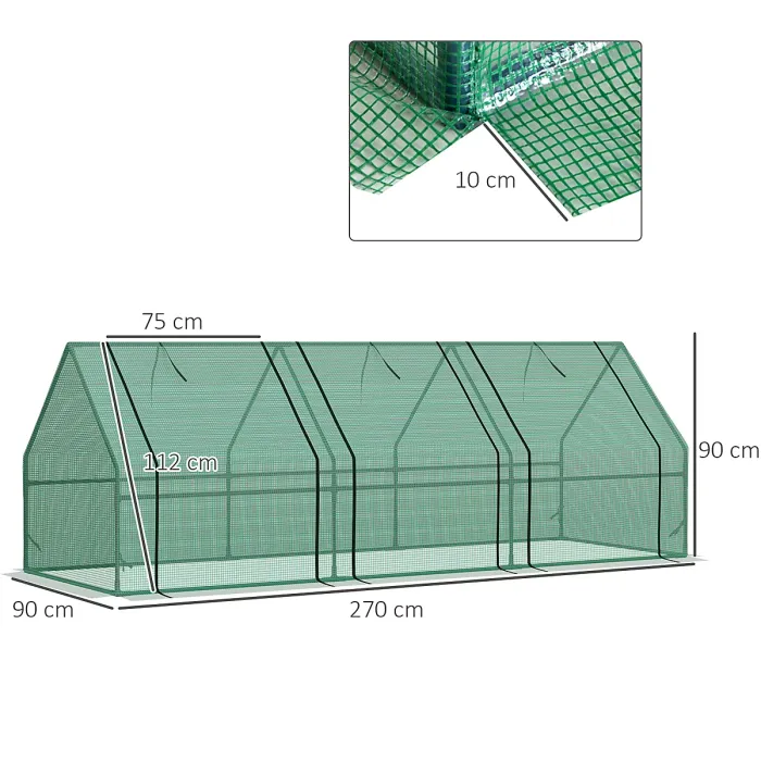 Chilli Mini Small Greenhouse with Steel Frame & PE Cover & Zipped Window Poly tunnel Steeple for Plants Vegetables