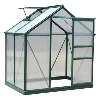 Chilli 6 x 4ft Polycarbonate Greenhouse, Large Walk-In Green House with Slide Door and Window, Garden Plants Grow House