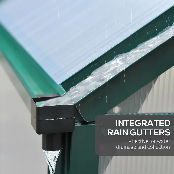 Chilli 6 x 6ft Polycarbonate Greenhouse, Large Walk-In Green House with Slide Door and Window, Garden Plants Grow House