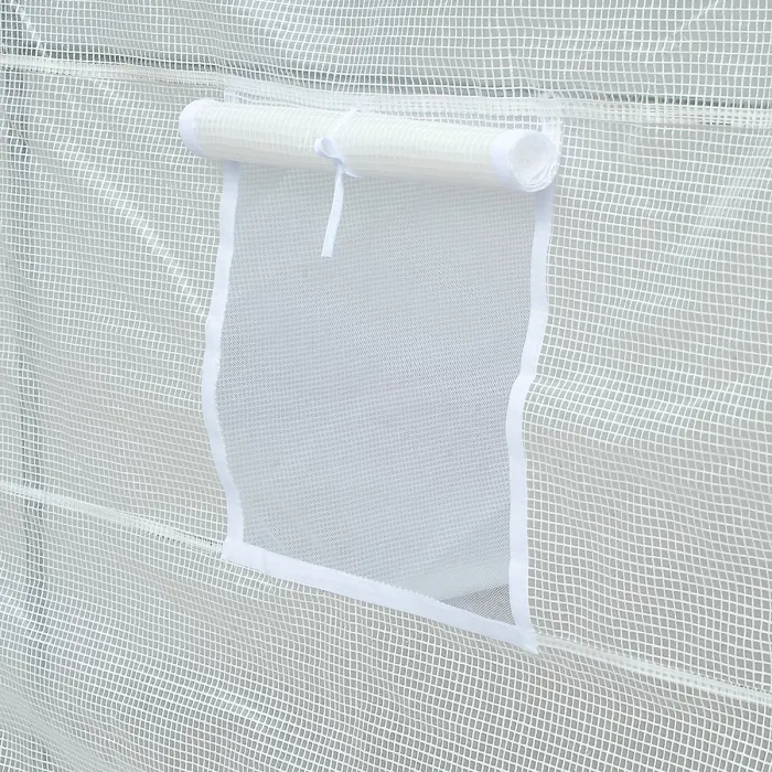 Chilli 3.5 x 2 x 2 m Polytunnel Greenhouse, Walk-in Green House for Garden with Mesh Windows, Galvanised Steel Frame, White