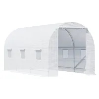 Chilli 4.5 x 2 x 2 m Polytunnel Greenhouse, Walk-in Green House for Garden with Mesh Windows, Galvanised Steel Frame, White