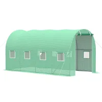 Chilli Walk-in Polytunnel Greenhouse, Outdoor Garden Tunnel Greenhouse Tent with Zipped Roll-Up Door and 8 Mesh Windows, 4 x 2M