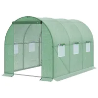 Chilli Walk-in Polytunnel Greenhouse, Outdoor Garden Tunnel Greenhouse Tent with Zipped Roll-Up Door and 6 Mesh Windows, 3 x 2M