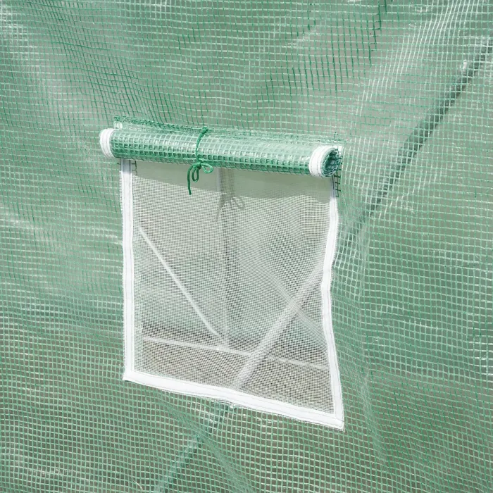 Chilli Walk-in Polytunnel Greenhouse, Outdoor Garden Tunnel Greenhouse Tent with Zipped Roll-Up Door and 6 Mesh Windows, 3 x 2M