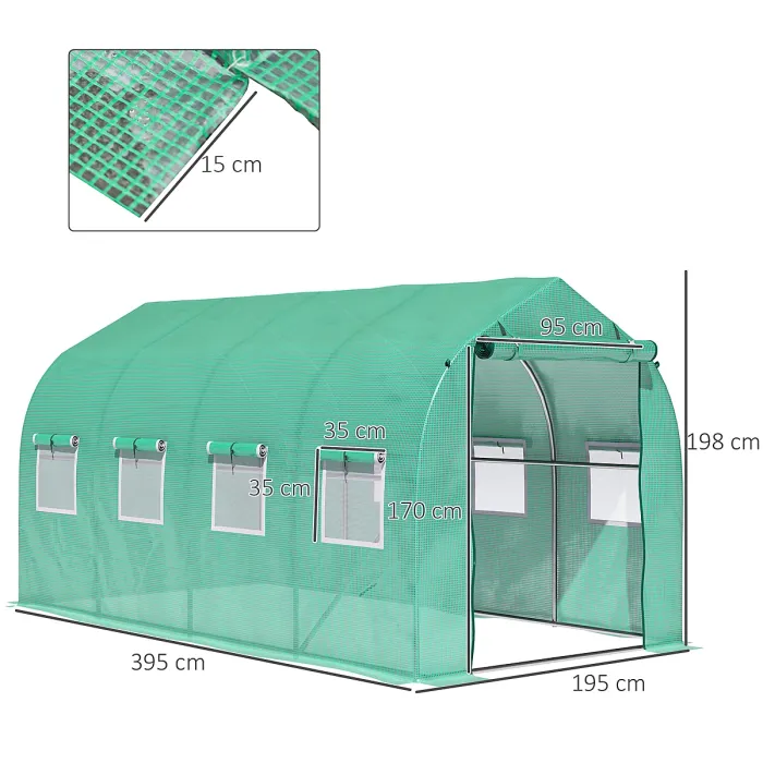 Chilli Polytunnel Greenhouse with Windows and Door, Walk in Greenhouse for Garden, Backyard (4 x 2 M)