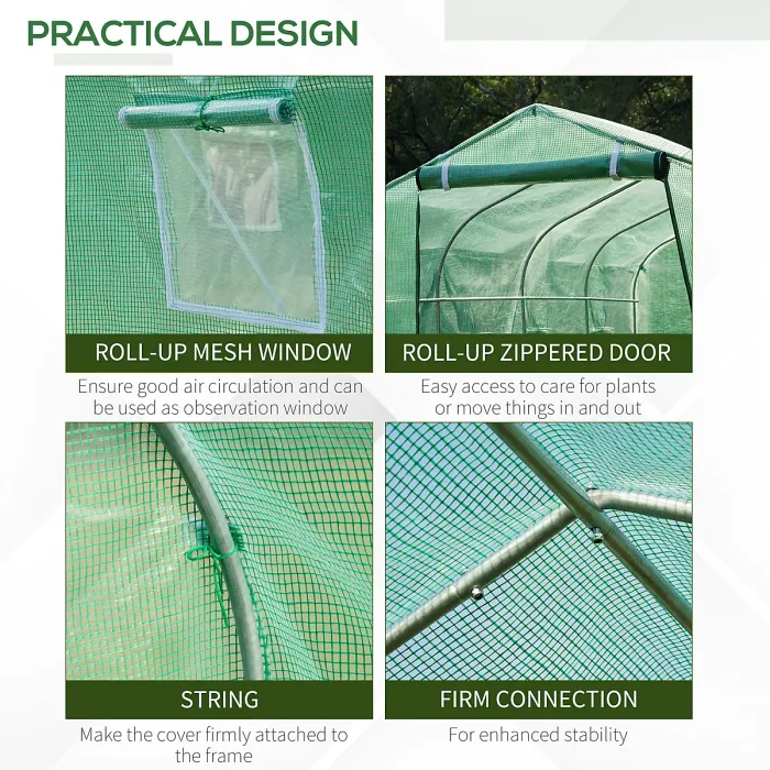 Chilli Polytunnel Greenhouse with Windows and Door, Walk in Greenhouse for Garden, Backyard (3 x 2 M)