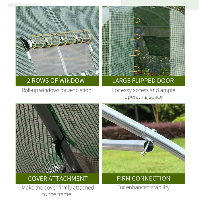 Chilli Reinforced Walk in Polytunnel Greenhouse, 4x3x2 m