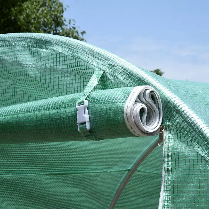 Chilli 4 x 2 x 2 m Polytunnel Greenhouse with Roll-up Door and 6 Mesh Windows, Walk-in Garden Tunnel Warm House Tent