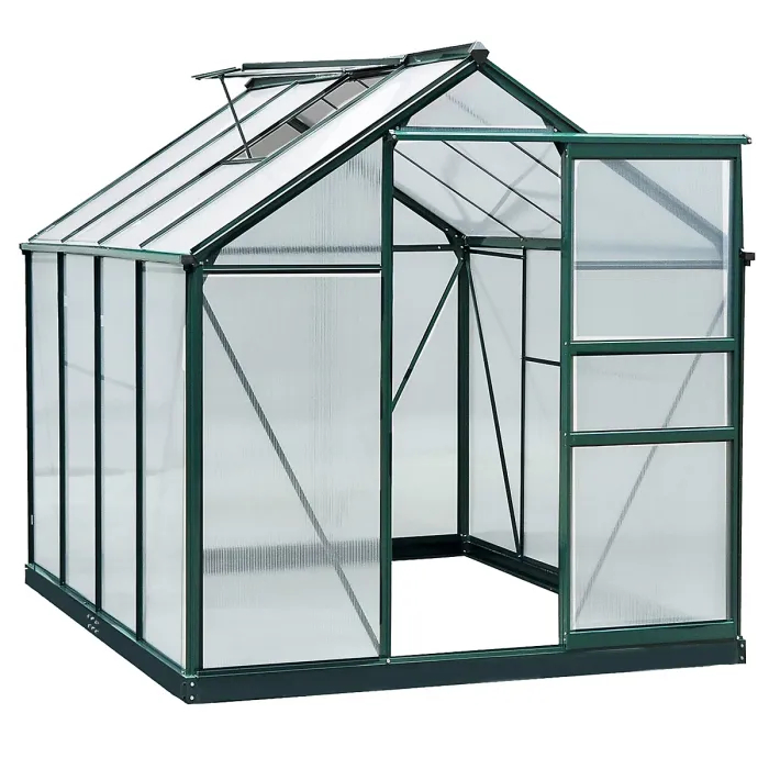 Chilli 6 x 8ft Polycarbonate Greenhouse, Large Walk-In Green House with Slide Door and Window, Garden Plants Grow House