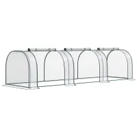 Chilli Mini Greenhouse, Small Polytunnel Green House with Zipped Doors, Steel Frame for Garden Patio, 300 x 100 x 80cm, Clear