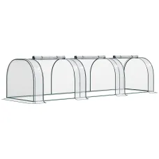 Chilli Mini Greenhouse, Small Polytunnel Green House with Zipped Doors, Steel Frame for Garden Patio, 300 x 100 x 80cm, Clear