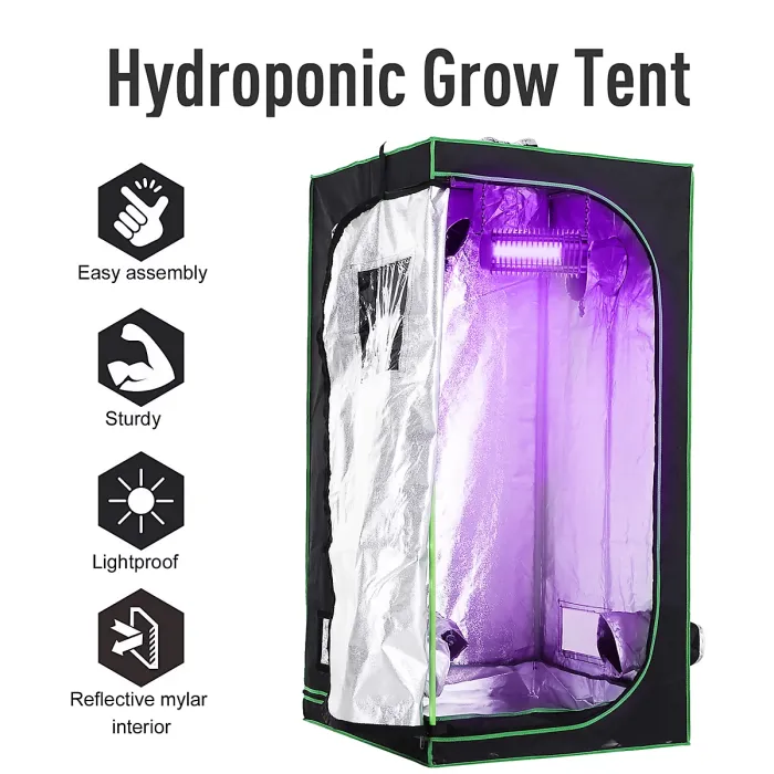 Chilli Grow Tent Reflective Mylar Hydroponic with Adjustable Vents and Floor Tray for Indoor Plant Growing, 80 x 80 x 160 cm