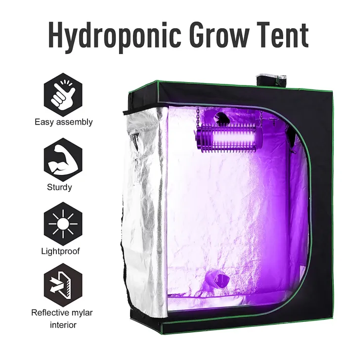 Chilli Grow Tent Reflective Mylar Hydroponic with Adjustable Vents and Floor Tray for Indoor Plant Growing, 120 x 60 x 150 cm
