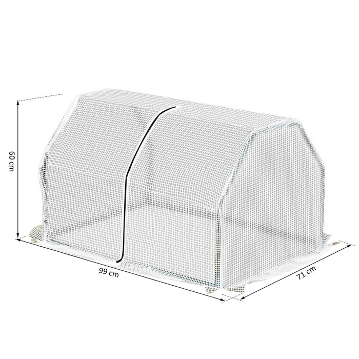 Chilli Mini Greenhouse Grow House PVC Cover Steel Frame White 99L x 71W x 60H cm