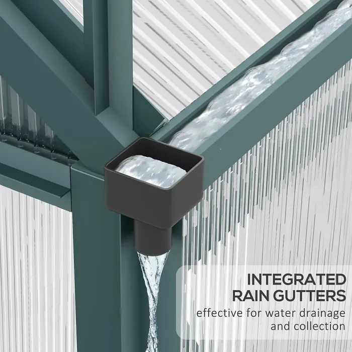 Chilli 6 x 10ft Polycarbonate Greenhouse, Large Walk-In Green House with Slide Door and Window, Garden Plants Grow House