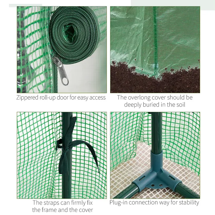 Chilli Tomato Greenhouse with Roll-up Door, Mini Greenhouse with PE Cover, Outdoor Grow House Small Green House for the Garden