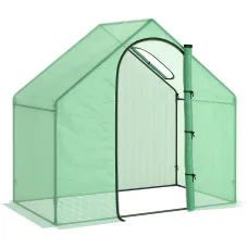 Chilli Walk In Mini Greenhouse Garden Outdoor Flower Planter Steel Frame w/ Zipped Door & Window, PE Cover